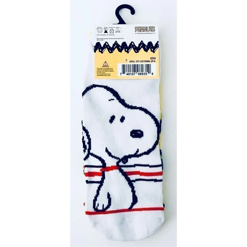 NWT Gorgeous 2 Pack Peanuts OSFM SNOOPY & Charlie Brown White Yellow Ankle Socks